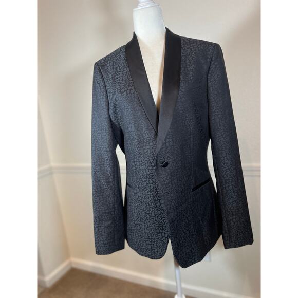 JF J Ferrar Slim 40 L men evening edition animal print tuxedo blazer jacket1059 - Picture 1 of 9